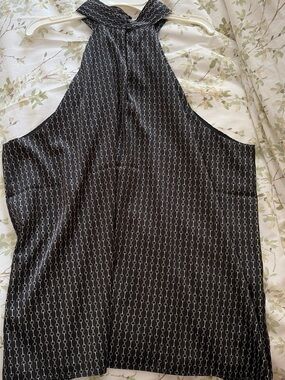 Express Black Halter Tank Top with White Chain Print